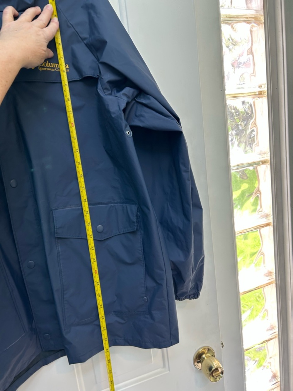 Columbia Navy Rain Jacket with Yellow Logo Men’s L - Picture 6 of 8